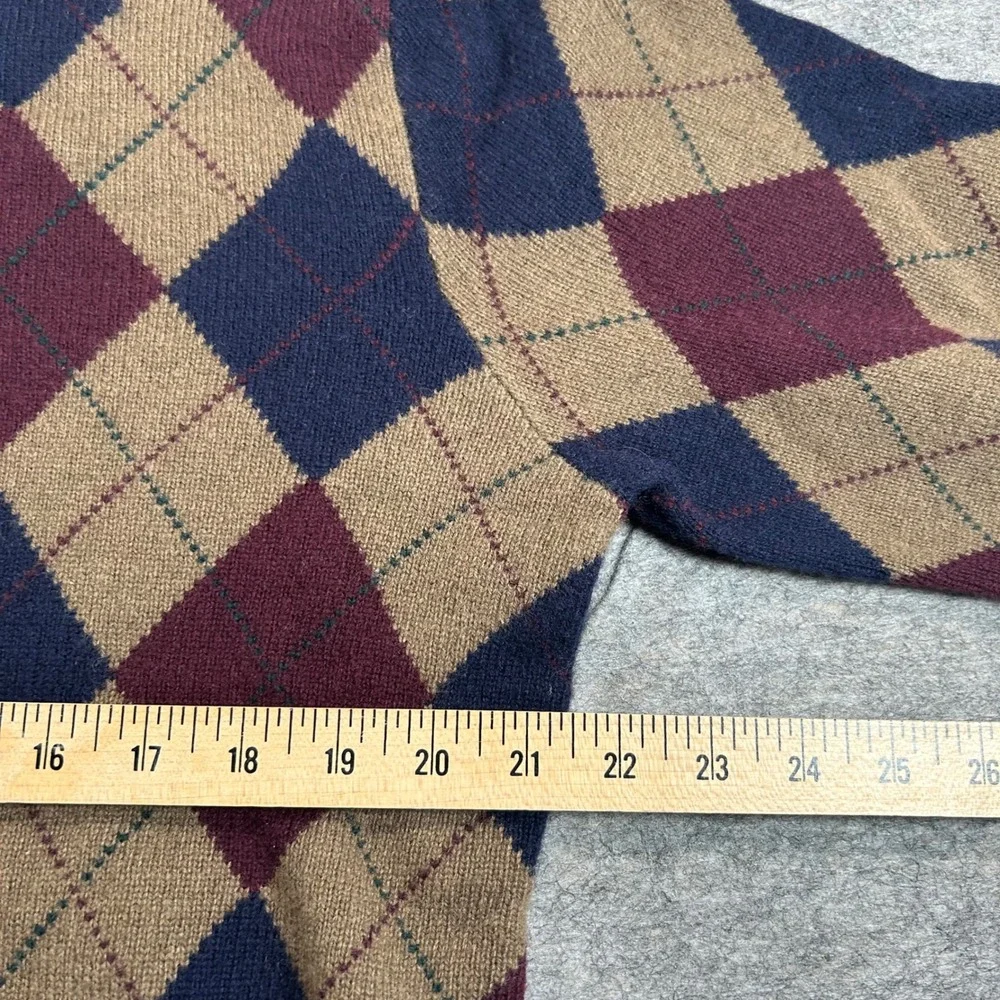 Polo Ralph Lauren Sweater Mens Large Tan Argyle Lambswool Crewneck Preppy Casual